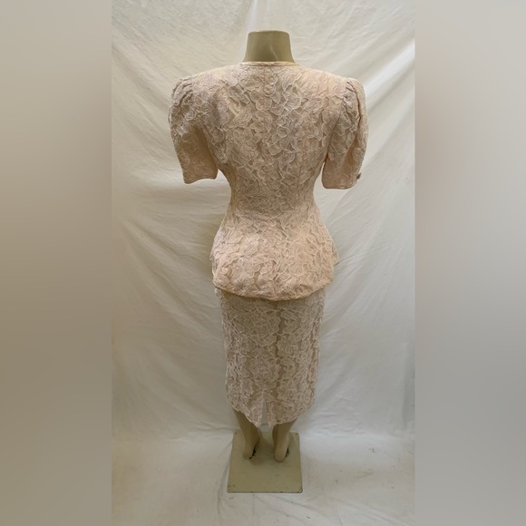 VTG Barbara Chodos For Michael Marcella Size 6 Pink Floral Lace 2pc Skirt Set - Picture 5 of 15